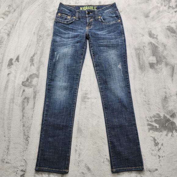 Hydraulic Denim - Hydraulic Jeans Womens 5/6 SHORT Blue Extreme Slim Nikki Low Rise Dark Wash